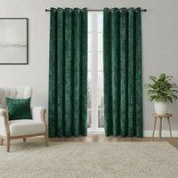 Snug City Crushed Velvet Eyelet Curtains Luxurious Finish for Contemporary Homes in Emerald | Size: 167 cm width x 183 cm drop