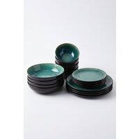Scandi Home 16 Piece Rivah Green Stoneware Tableware Set