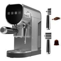 DMD Collective 3-in-1 Espresso Coffee Machine, Single/Double Shot, Capsule Safe in Silver