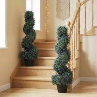 HOMCOM Lavender Topiary Tree with 315 Leaves & 315 Flowers, Set of 2 in Purple