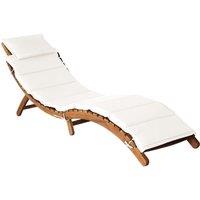 Berkfield Home Sun Lounger with Cream Cushions Solid Wood Acacia in Beige