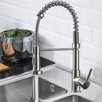 Kelvenix 360 Silver Pull Out Kitchen Sink Mixer Tap, Dual Spray Spout