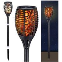 Kelvenix 2pcs Solar Flickering Torch, 96 LED Dancing Flame Garden Light 78cm in Black