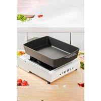 Living and Home Rectangular Cast Iron Baking Pan Dish Oven Tray Sauce Pan Cookware 38 * 23 * 6.5 cm in Black