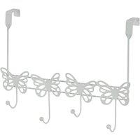 Showerdrape Butterflies Over-Door Storage Hooks - Hangers for Bedroom or Bathroom in White