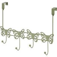 Showerdrape Butterflies Over-Door Storage Hooks - Hangers for Bedroom or Bathroom in Green