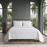 Snug City Luxury Satin Stripe T250 Cotton Rich Soft Flat Sheet Bed Linen in White | Size: Super King