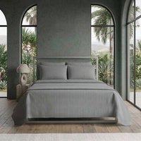 Snug City Luxury Satin Stripe T250 Cotton Rich Soft Flat Sheet Bed Linen in Grey | Size: Super King