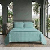 Snug City Luxury Satin Stripe T250 Cotton Rich Soft Flat Sheet Bed Linen in Aqua | Size: Super King