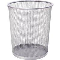 Keplin 1Pack Round Trash Can Non-slip Mesh Bin Sturdy Metal Waste Paper Bin in Silver