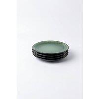 Scandi Home Set of 4 Rivah Green Stoneware Side Plates 20cm in Dark Green
