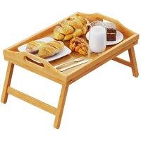 MANTRARAJ Bamboo Bed Tray Table with Foldable Legs Breakfast Lap Tray in Brown | Size: 1 Pack