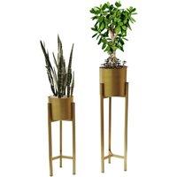 Trendi Gold Set of 2 Planter Pots with Metal Stands with Reversible Stand