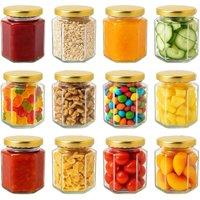 Trendi Glass Storage Jars with Lids - Set of 12 in Gold | Size: 12 Pack