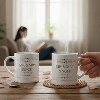 Aye Do Gifts Love Laughter Wedding Personalised Mugs Gift Set in White