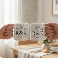 Aye Do Gifts Entwined Hearts Personalised Mugs Gift Set | Wedding, Engagement in White
