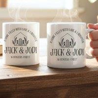 Aye Do Gifts Little New Home Personalised Mugs Gift Set I Couples Engagement in White