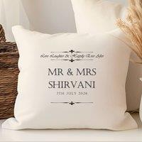 Aye Do Gifts Personalised Love Laughter Wedding Cushion in Cream | Size: 40 cm x 40 cm