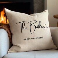 Aye Do Gifts Personalised Family Name Cushion in Cream | Size: 40 cm x 40 cm