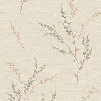 Belgravia Carmella Floral Textured Vinyl Wallpaper in Green