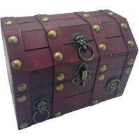 KDMD Large Tan Treasure Chest - Rustic Storage & Decorative Chest in Burgundy