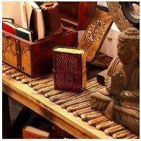 KDMD Fat Deckled Edge Leather Notebook - Uplifting Quote & Rustic Design in Brown