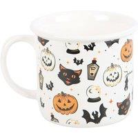 KDMD Spooky Cat & Pumpkin Halloween Mug - 480ml Ceramic in White