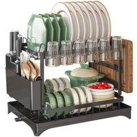 Lishetimig 1pc Dish Drying Rack For Kitchen Counter Over The Sink in Black