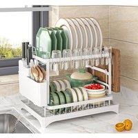 Lishetimig 1pc Dish Drying Rack For Kitchen Counter Over The Sink in White