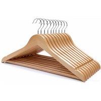 Kelvenix 20x Wooden Coat Hangers with Trouser Bar, Garment Clothes Hanger Set in Brown