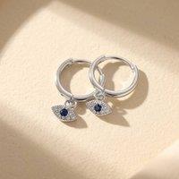 Harfi Women's Minimalist Small Evil Eye Charm Dainty Hoop Sterling Silver Earrings