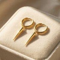 Harfi Women's Dainty Spike Huggie Small Hoop Gold Plated Earrings