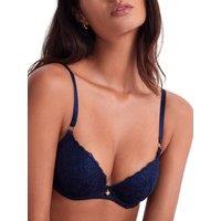 Aubade Women's Secret Memories Moulded Push-Up Bra in Blue | Size: 34E