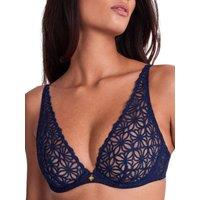 Aubade Women's Secret Memories Ultra Low Triangle Plunge Bra in Blue | Size: 30D