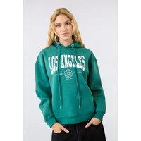 LONDON ATTITUDE Women's Relaxed Fit "Los Angeles" Printed Hoodie Green in Cobalt | Size: XS