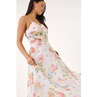 Roman Women's Petite Floral Ruched Midi Dress in Ivory | Size: 12