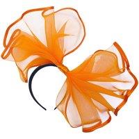 CY Women's Large Wide Brim Bow Fascinator in Orange