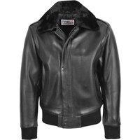 House of Leather Men's Mens Leather Bomber Jacket Pilot Aviator Leroy in Black | Size: 2XL