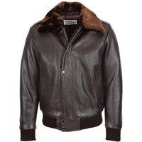 House of Leather Men's Mens Leather Bomber Jacket Pilot Aviator Leroy in Brown | Size: 3XL