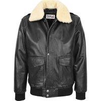 House of Leather Men's Mens Leather Bomber Jacket Flight Aviator Jarrod in Black | Size: Small