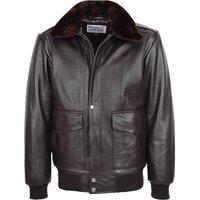 House of Leather Men's Mens Leather Bomber Jacket Flight Aviator Jarrod in Brown | Size: Small