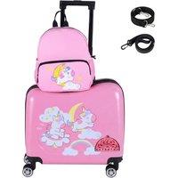 CASART 2PCS Kids Luggage Set Backpack &Ride-on Suitcase Travel Hardshell Case in Pink
