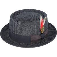 JTAPHRIQUE Men's Summer Paper Straw Pork Pie Hat in Black | Size: Large