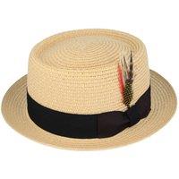 JTAPHRIQUE Men's Summer Paper Straw Pork Pie Hat in Beige | Size: XL