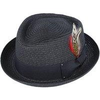 JTAPHRIQUE Men's Summer Straw Diamond Crown Pork Pie Hat in Black | Size: Small