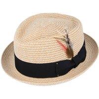 JTAPHRIQUE Men's Summer Straw Diamond Crown Pork Pie Hat in Natural | Size: Small
