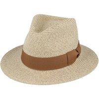 JTAPHRIQUE Men's Summer Paper Straw Fedora Hat in Stone | Size: Large