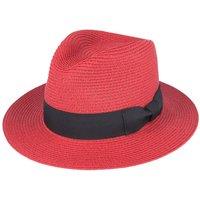 JTAPHRIQUE Men's Summer Paper Straw Fedora Hat in Dark Red | Size: Large