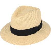 JTAPHRIQUE Men's Summer Paper Straw Fedora Hat in Beige | Size: Large