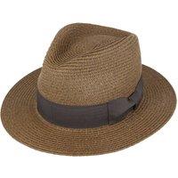 JTAPHRIQUE Men's Summer Paper Straw Fedora Hat in Dark Brown | Size: Large